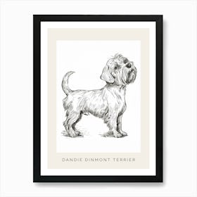 Dandie Dinmont Terrier Dog Line Sketch 3 Poster Art Print