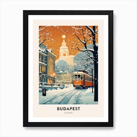 Winter Night  Travel Poster Budapest Hungary 1 Art Print