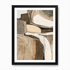 Beige Brown Modern Abstract 2 Art Print