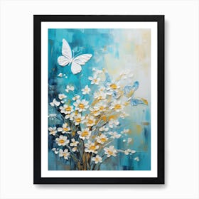 Daisies And Butterflies 4 Art Print