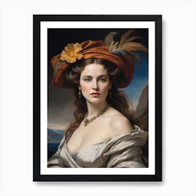 Elegant Classic Woman Portrait Painting (27) Art Print