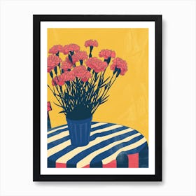 Carnation Flowers On A Table   Contemporary Illustration 1 Art Print