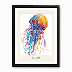 Jellyfish Colourful Watercolour 4 Poster Art Print