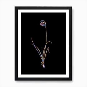Stained Glass Nodding Onion Mosaic Botanical Illustration on Black n.0157 Art Print