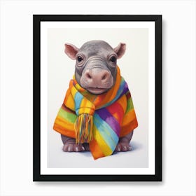 Baby Animal Wearing Sweater Hippopotamus 2 Art Print