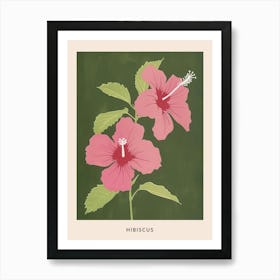 Pink & Green Hibiscus 2 Flower Poster Art Print