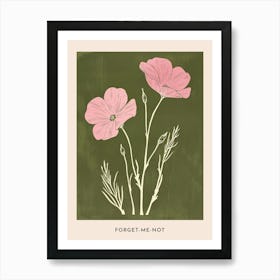 Pink & Green Forget Me Not 2 Flower Poster Art Print