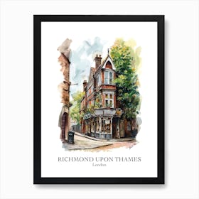 Richmond Upon Thames London Borough   Street Watercolour 3 Poster Art Print