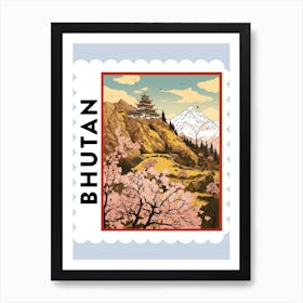 Bhutan 1 Travel Stamp Poster Art Print