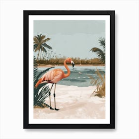 Greater Flamingo Salt Pans And Lagoons Tropical Illustration 8 Art Print