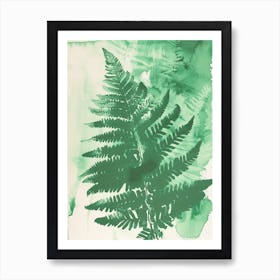 Green Ink Painting Of A Upside Down Fern 1 Art Print