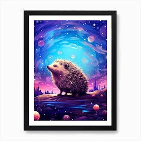 Hedgehog In The Night Sky 1 Art Print