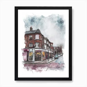 Hounslow London Borough   Street Watercolour 4 Art Print