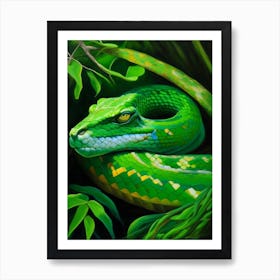 Greater Green Snake Painting Art Print