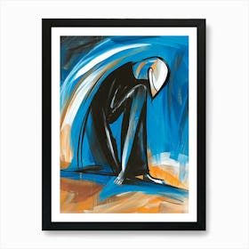 Man In Black And Blue Art Print