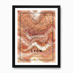 Lyon Map Art Print
