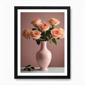 A Vase Of Pink Roses 92 Art Print