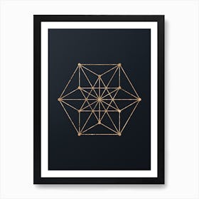 Abstract Geometric Gold Glyph on Dark Teal n.0250 Art Print