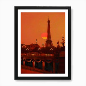 Sunset Eiffel Tower Art Print