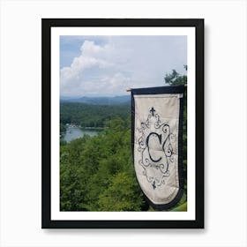 C over mountain lake Art Print