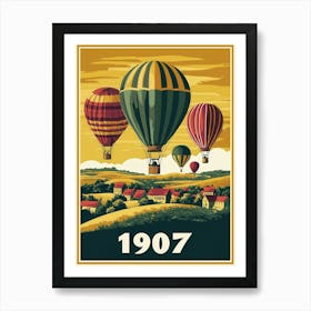 Aihrgdesign A Vintage Travel Poster Of A 1907 Hot Air Balloon 93c43f1f Cda7 4ae8 Bdad 3ffde2abccfb 2 Art Print