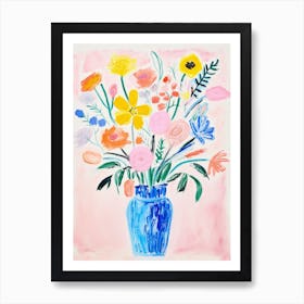 Flower Painting Fauvist Style Flax Flower 1 Art Print