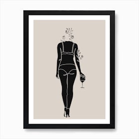 Woman Holding Wine Glass 1 Art Print