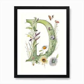 D  Letter, Alphabet Quentin Blake Illustration 1 Art Print