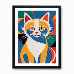 Cat On A Blue Background Art Print