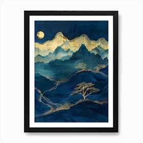 Moonlight Mountain Art Print