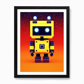 Yellow Robot In Space Art Print