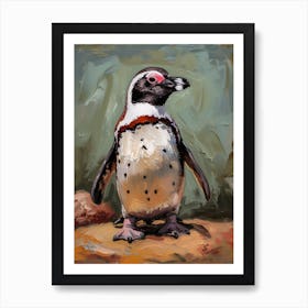 African Penguin Bleaker Island Oil Painting 1 Art Print