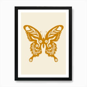 Folk Art Butterfly 03 - Mango Art Print