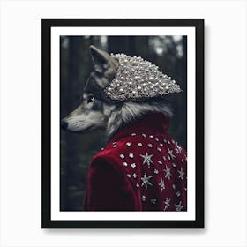 Wolf With Pearls Art Print