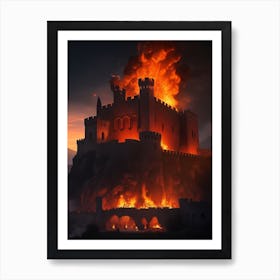 Castle On Fire Art Print