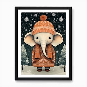 Cute Elephant In Winter Art Print