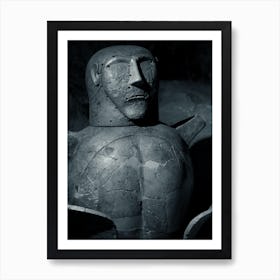 Vase Face Man Antique Roman Etruscan Statue Museum Black And White Photo Photography Vertical Art Print