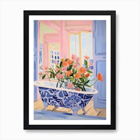 A Bathtube Full Of Sweet Pea In A Bathroom 2 Art Print