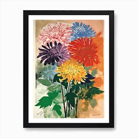 Chrysanthemums Flower Illustration 3 Art Print