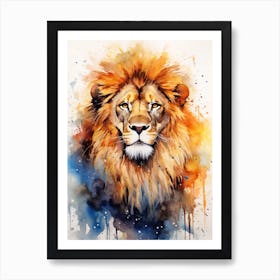 Lion Art Painting Watercolour Style 2 Art Print