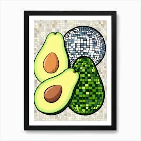 Avocado And Disco Ball 3 Art Print