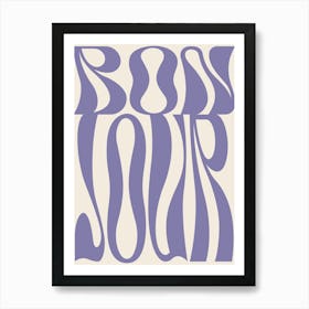 Retro Bonjour - Purple Art Print