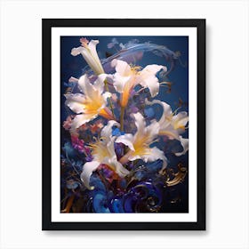 Daylillies With Glass Poster