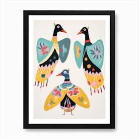 Folk Style Bird Painting Goose 2 Art Print