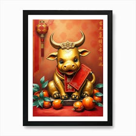 Chinese New Year - Golden Bull Art Print