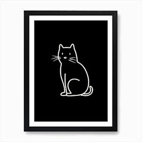 Monochrome Sketch Cat Line Drawing 2 Art Print