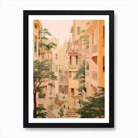 Beirut Lebanon 2 Vintage Pink Travel Illustration Art Print