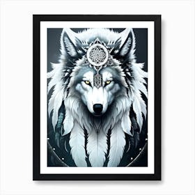 Wolf With Feathers 6 Art Print