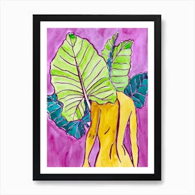 Nude With Leaves Art Print