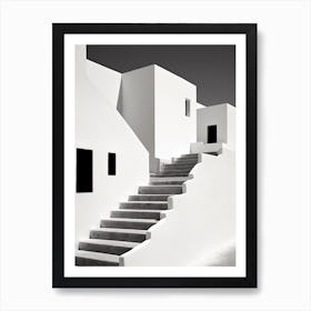 Santorini, Greece, Photography In Black And White 1 Art Print